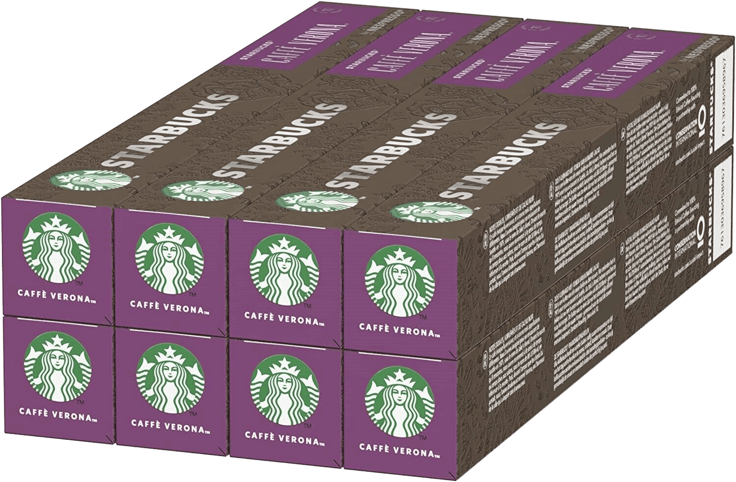 Starbucks Caffe Verona Nespresso Compatible Pods - 8 Box Carton (80 Capsules) image