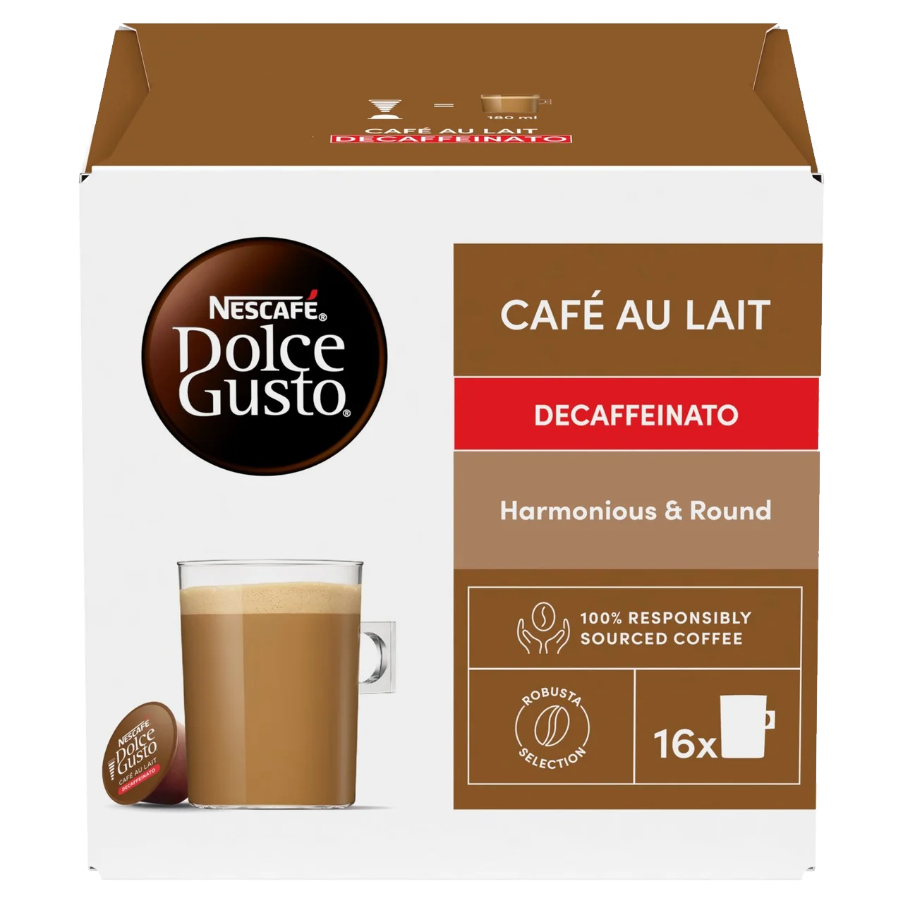 Café Au Lait Decaffeinato - Decaffeinated Nescafe Dolce Gusto® Official Pods