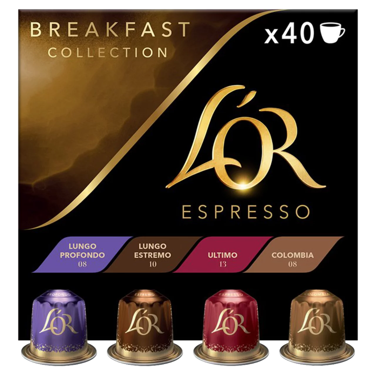 L'OR Breakfast Assortment x40 - Nespresso Compatible Aluminium Pods