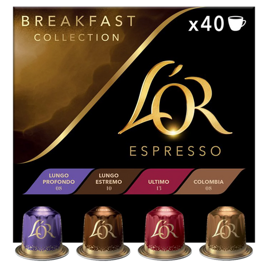 L'OR Breakfast Assortment x40 - Nespresso Compatible Aluminium Pods