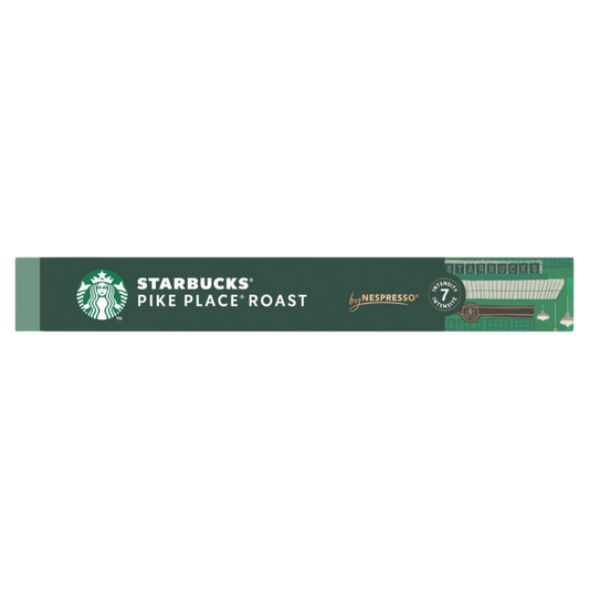 Starbucks Pike Place Roast by Nespresso coffee pod packaging on a white background
