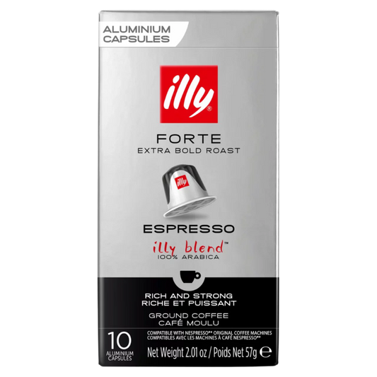 Illy Forte Extra Bold Roast Espresso coffee capsule packaging on a white background