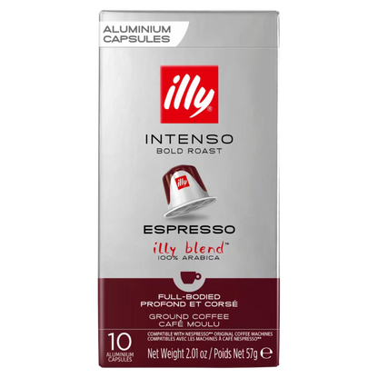 Illy Intenso Espresso coffee capsule packaging on a white background