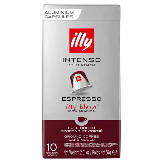 Illy Intenso Espresso coffee capsule packaging on a white background