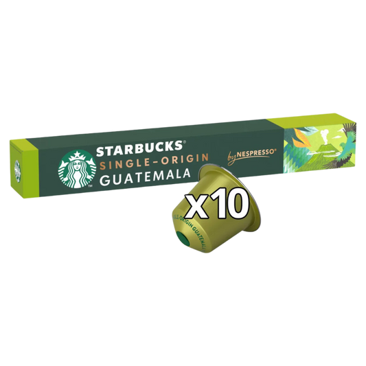 Starbucks Single-Origin Guatemala coffee capsule with packaging on a white background